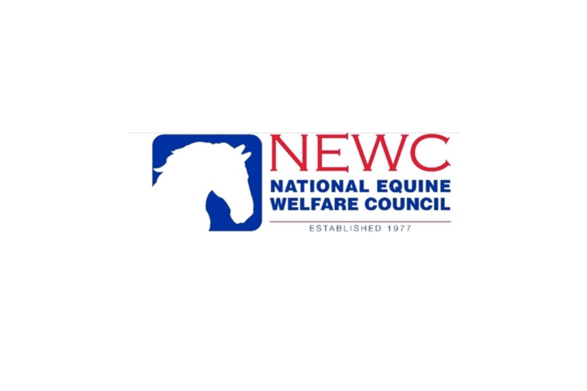 National Equine Welfare Council Logo in blue and red on white background