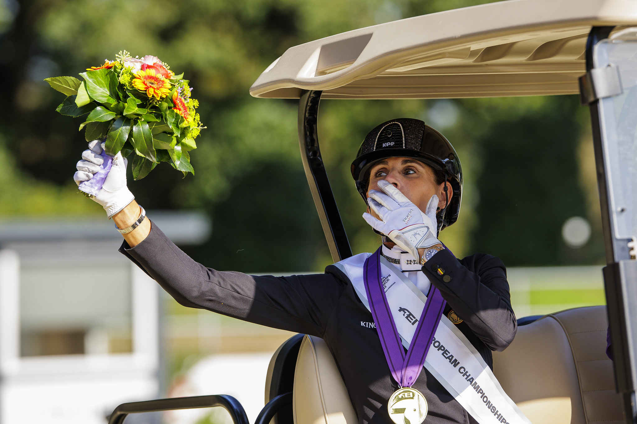 Michele George (BEL), winner of the Grand Prix Freestyle Test Grade V with Best of 8 at the FEI Para Dressage European Championship Riesenbeck 2023© FEI / Leanjo de Koster