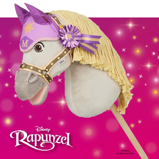 Image of a hobby horse on a pink background