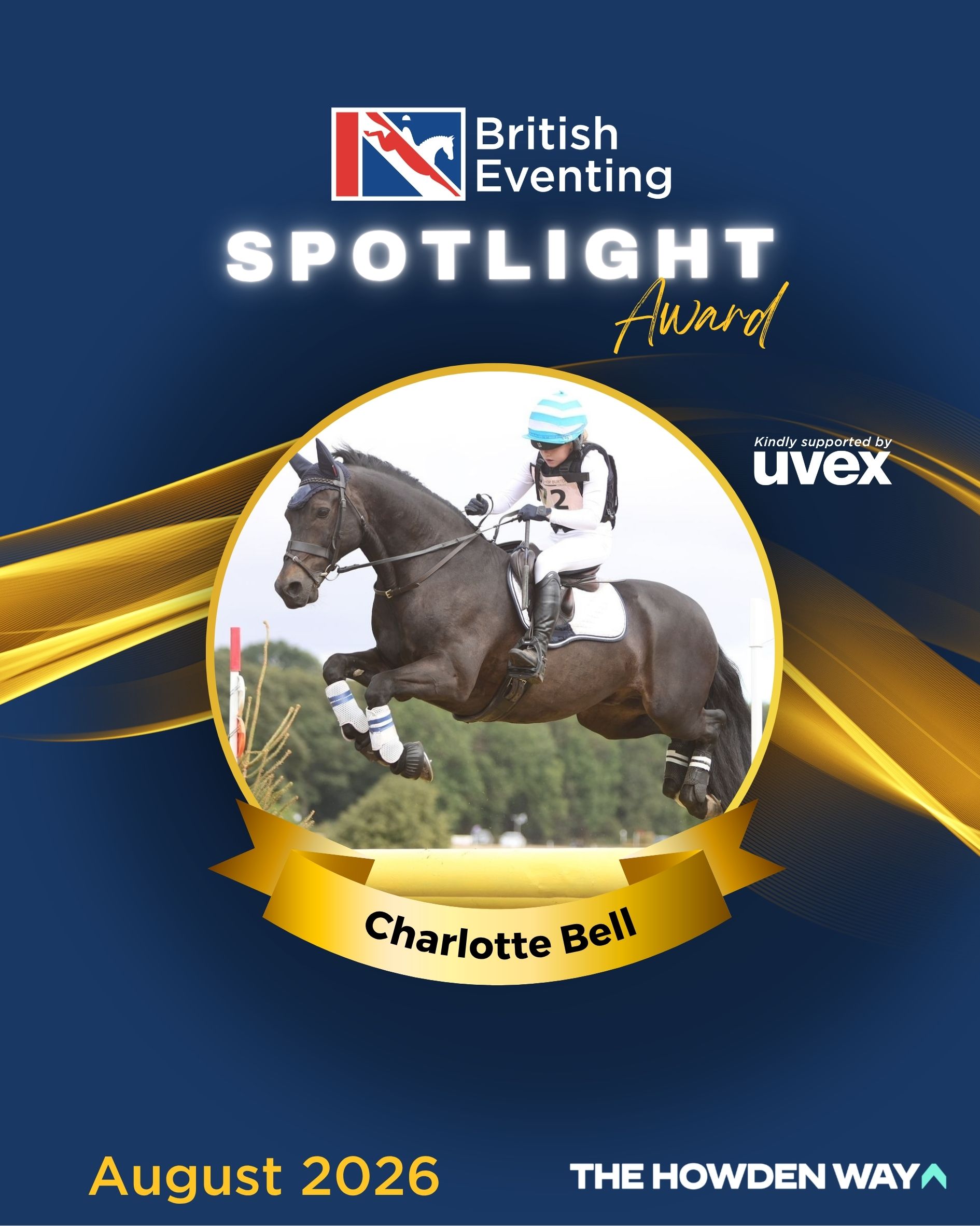 british eventing spotlight award august 2026 - close up of winner Charlotte Bell